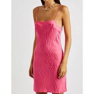 Rotate Birger Christiansen Zebra Print Spaghetti-Strap Dress Pink Women Size 8